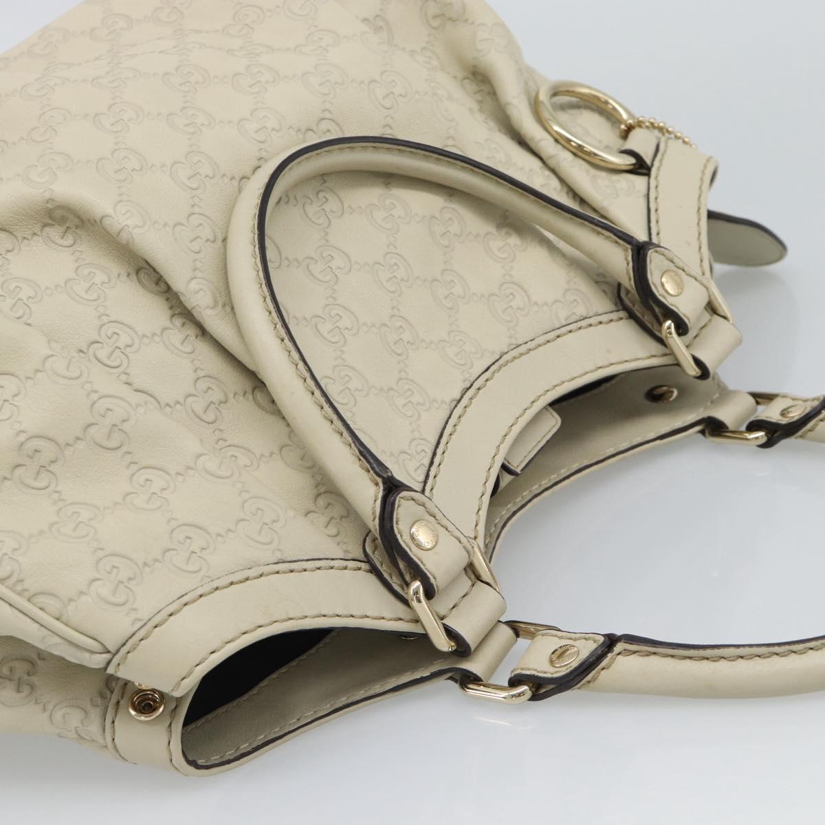 GUCCI GG Canvas Guccissima Tote Bag Leather Beige Gold 211944 Auth mr2648A