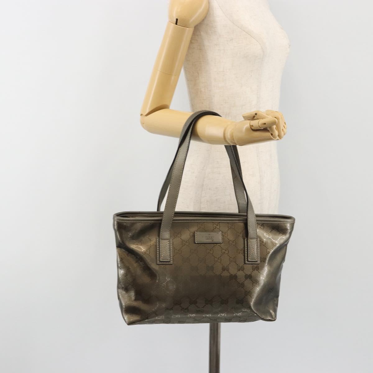 GUCCI GG Implementation Tote Bag PVC Bronze Silver 211133 Auth mr2649