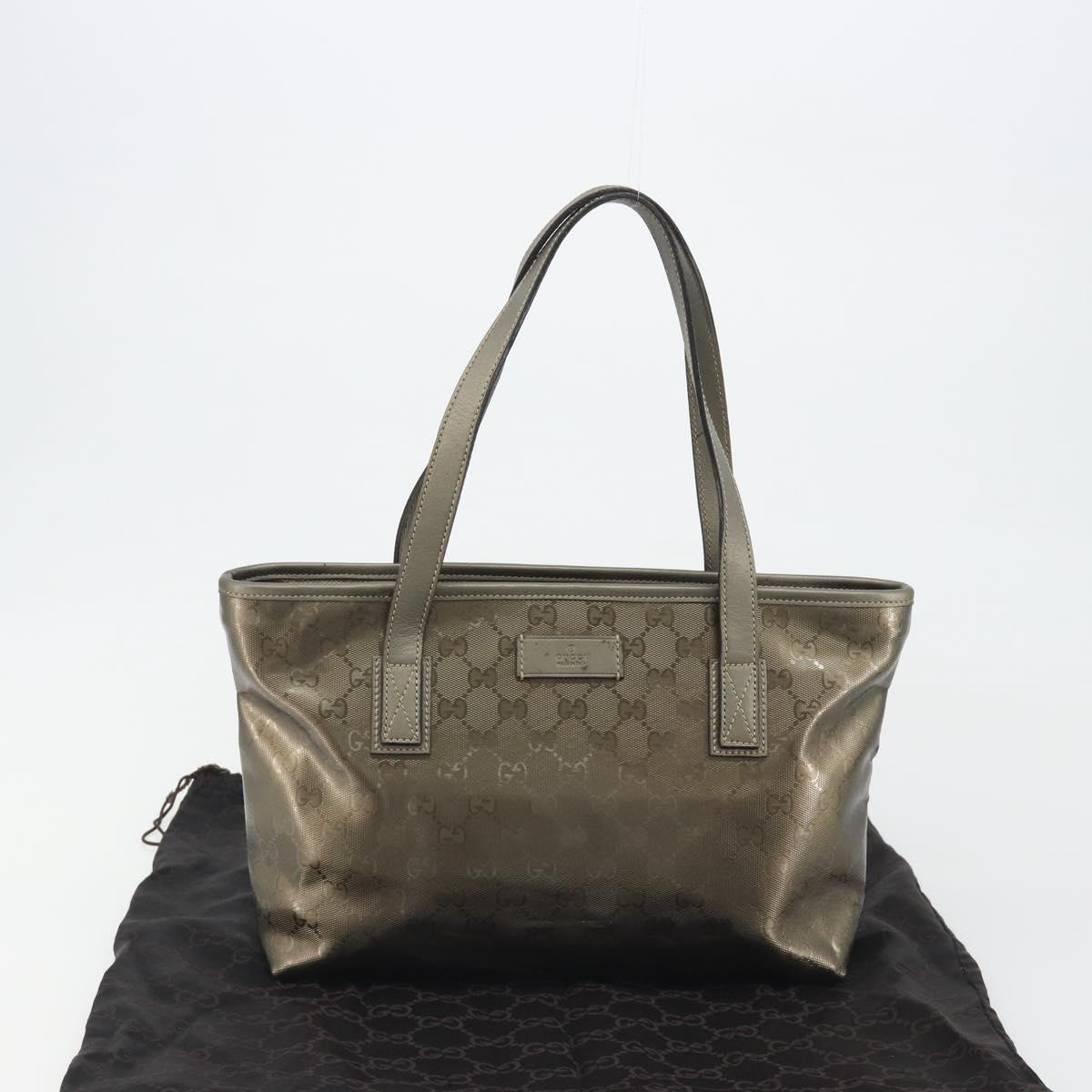 GUCCI GG Implementation Tote Bag PVC Bronze Silver 211133 Auth mr2649