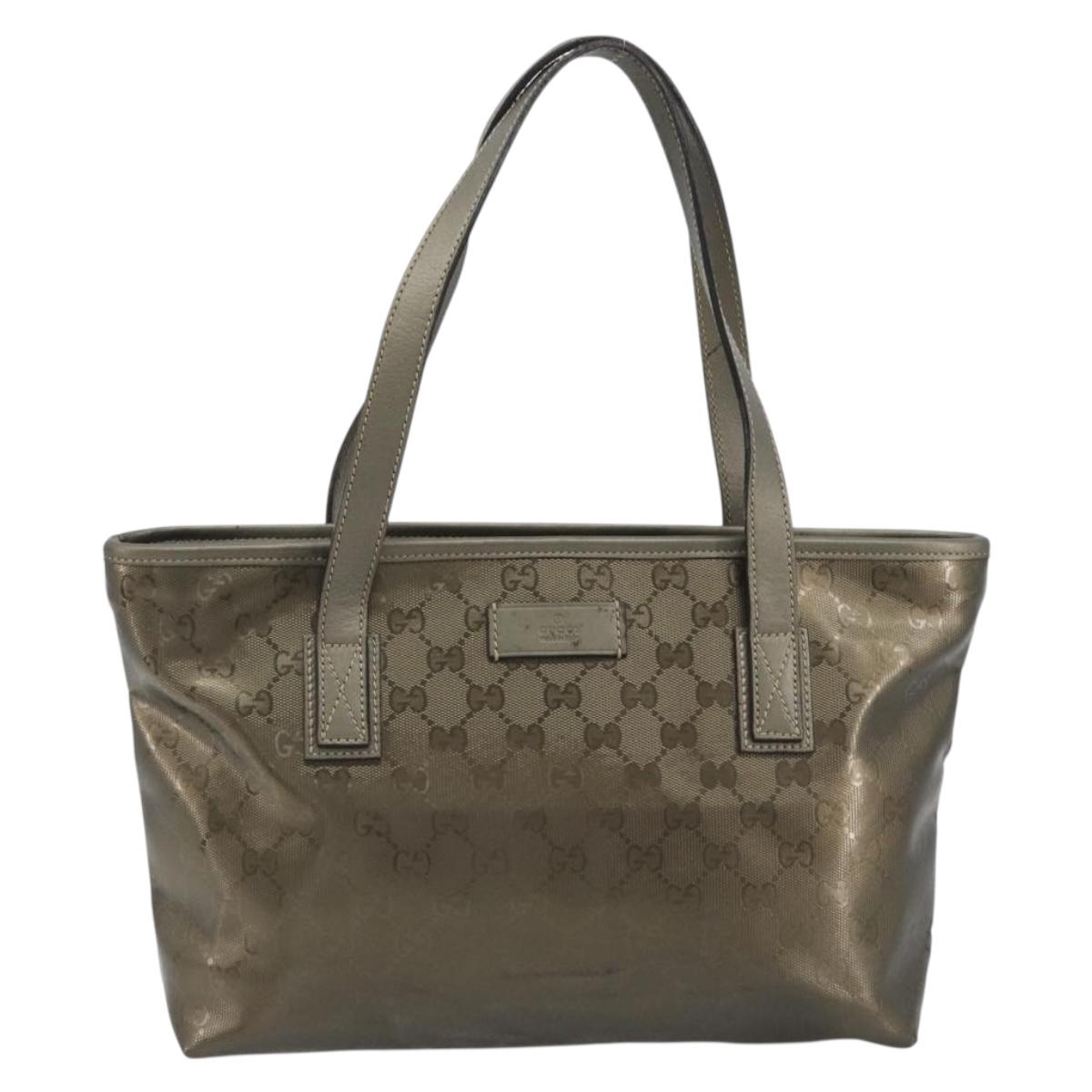 GUCCI GG Implementation Tote Bag PVC Bronze Silver 211133 Auth mr2649