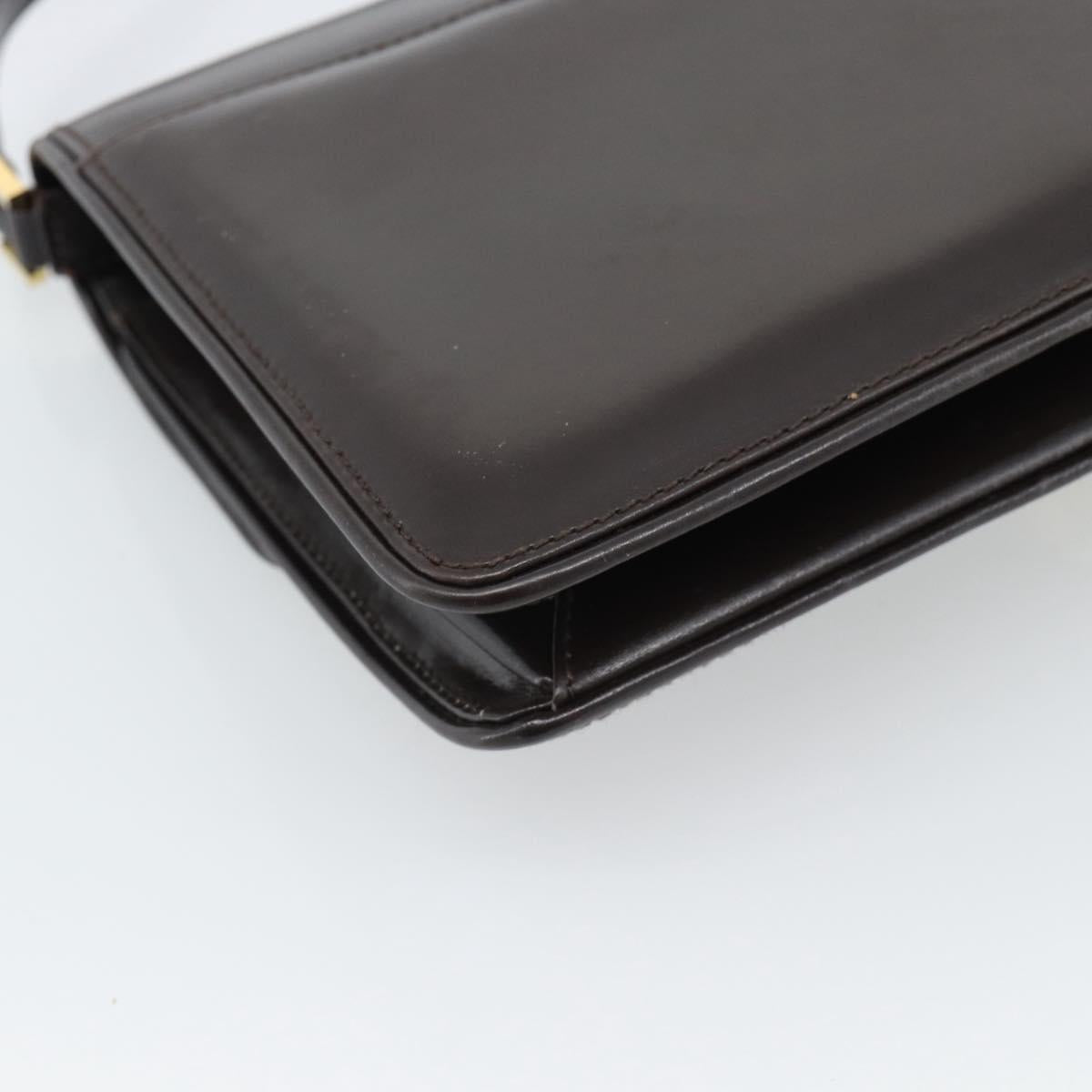 GUCCI Shoulder Bag Leather Brown Gold Auth mr2650