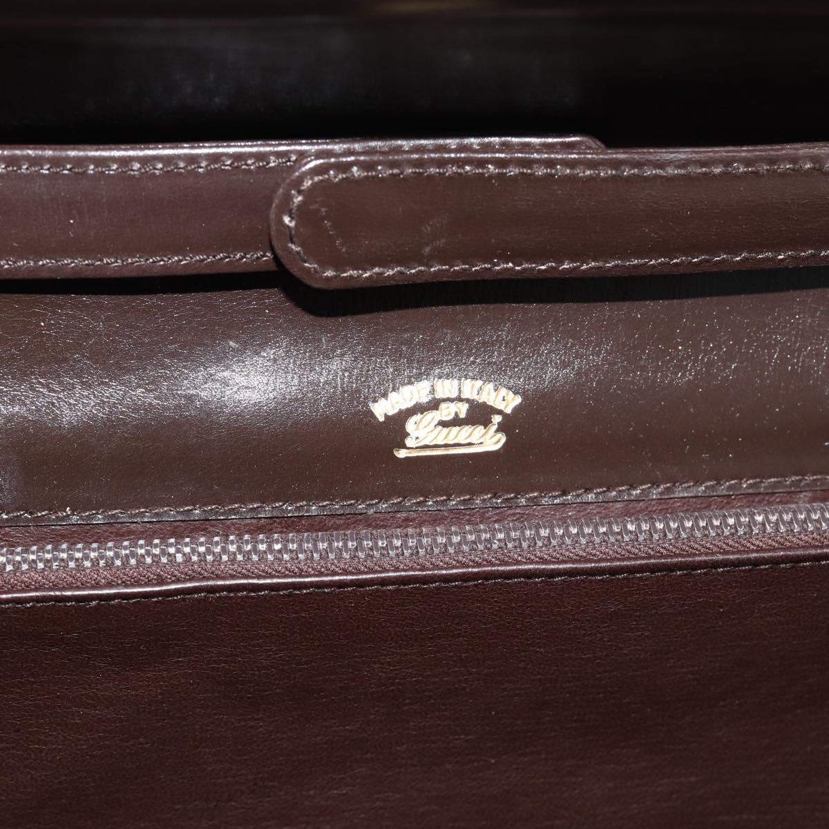 GUCCI Shoulder Bag Leather Brown Gold Auth mr2650
