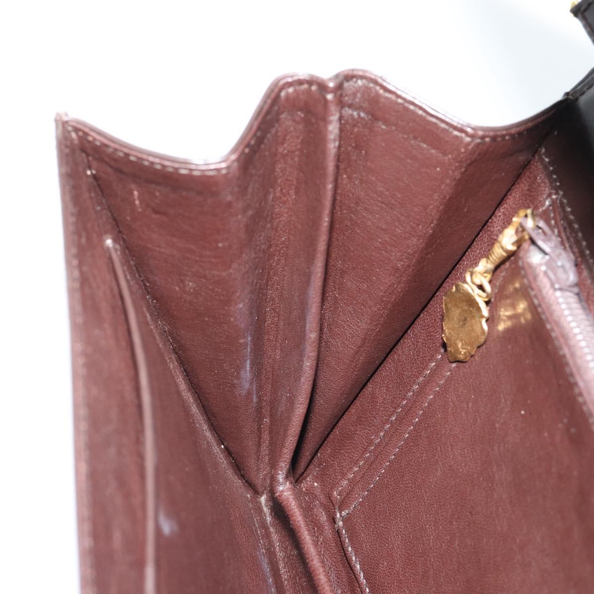GUCCI Shoulder Bag Leather Brown Gold Auth mr2650