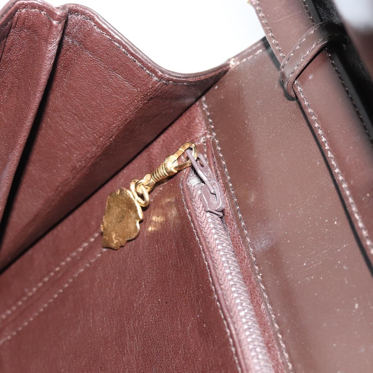 GUCCI Shoulder Bag Leather Brown Gold Auth mr2650