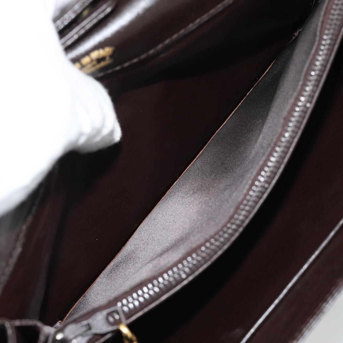 GUCCI Shoulder Bag Leather Brown Gold Auth mr2650