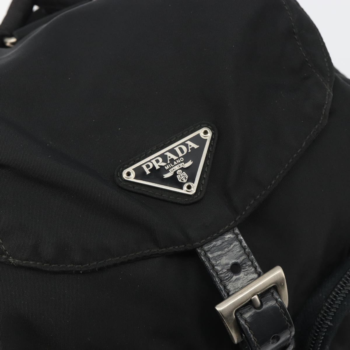 PRADA Backpack Nylon Black Silver Auth mr2651