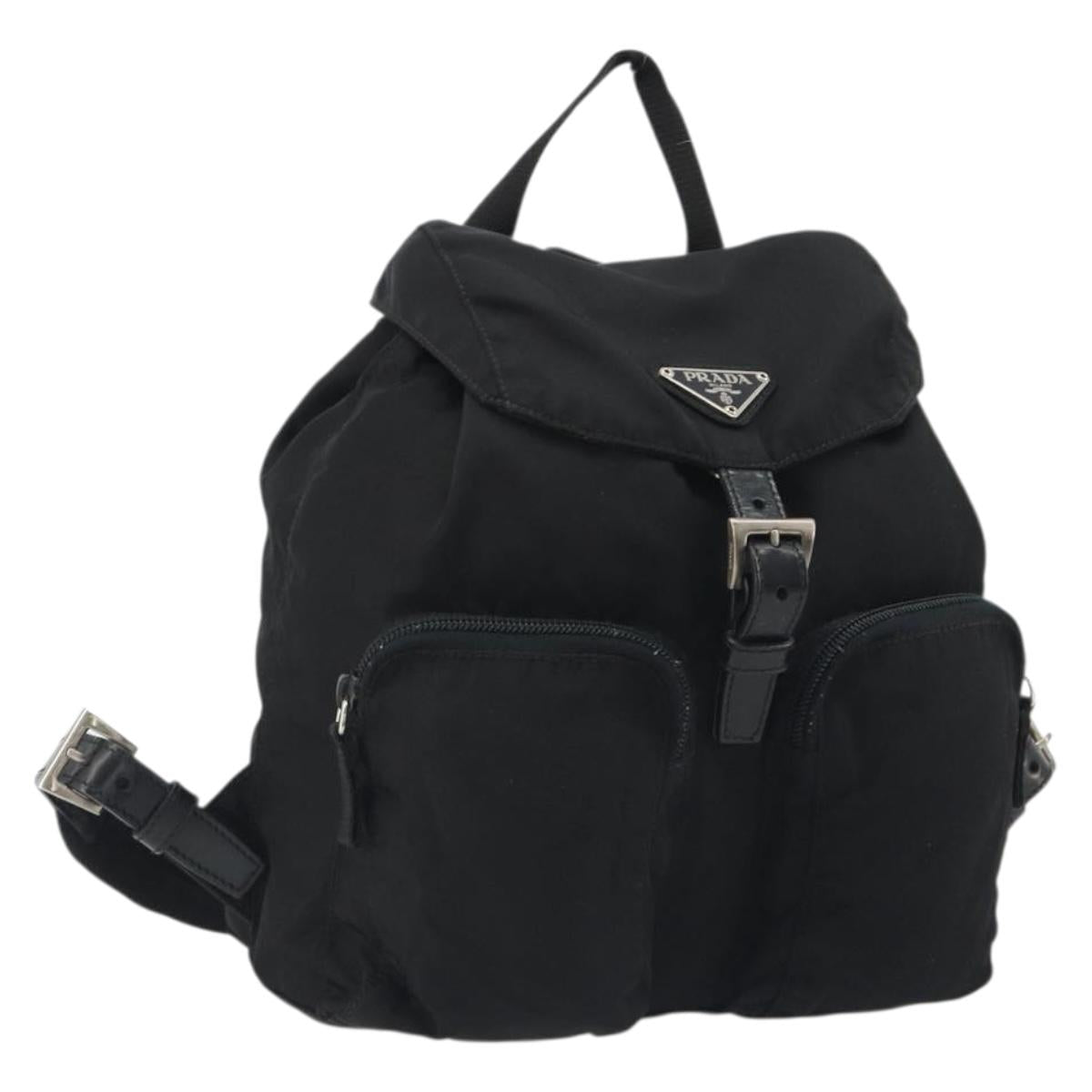 PRADA Backpack Nylon Black Silver Auth mr2651