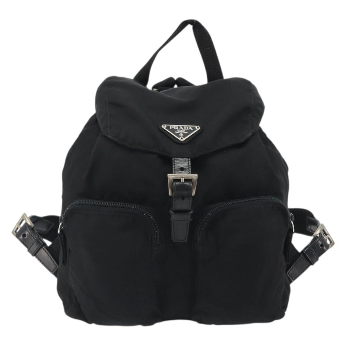 PRADA Backpack Nylon Black Silver Auth mr2651