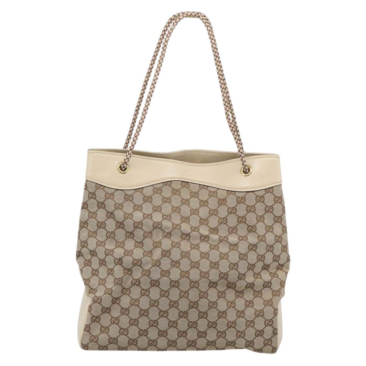 GUCCI GG Canvas Tote Bag Beige Gold 109141 Auth mr2652