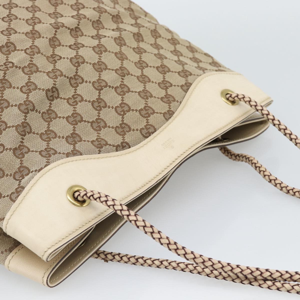 GUCCI GG Canvas Tote Bag Beige Gold 109141 Auth mr2652