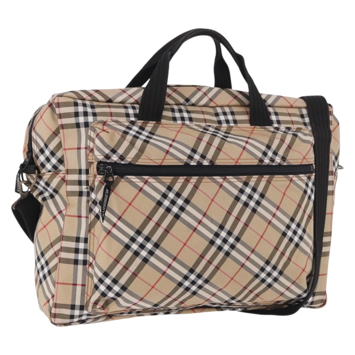 BURBERRY Hand Bag Canvas 3way Beige Gold Auth mr2653