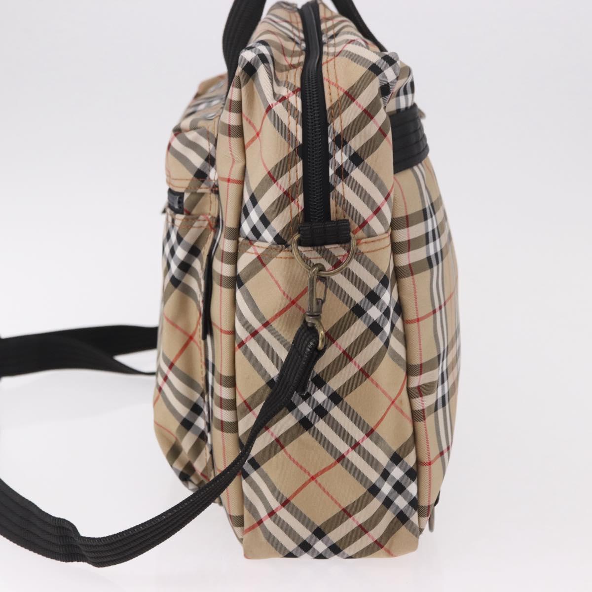 BURBERRY Hand Bag Canvas 3way Beige Gold Auth mr2653