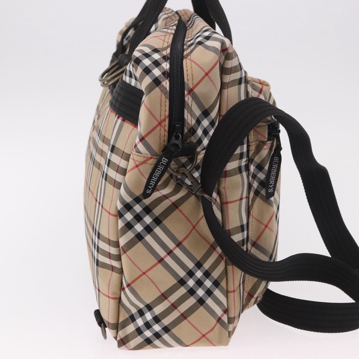 BURBERRY Hand Bag Canvas 3way Beige Gold Auth mr2653