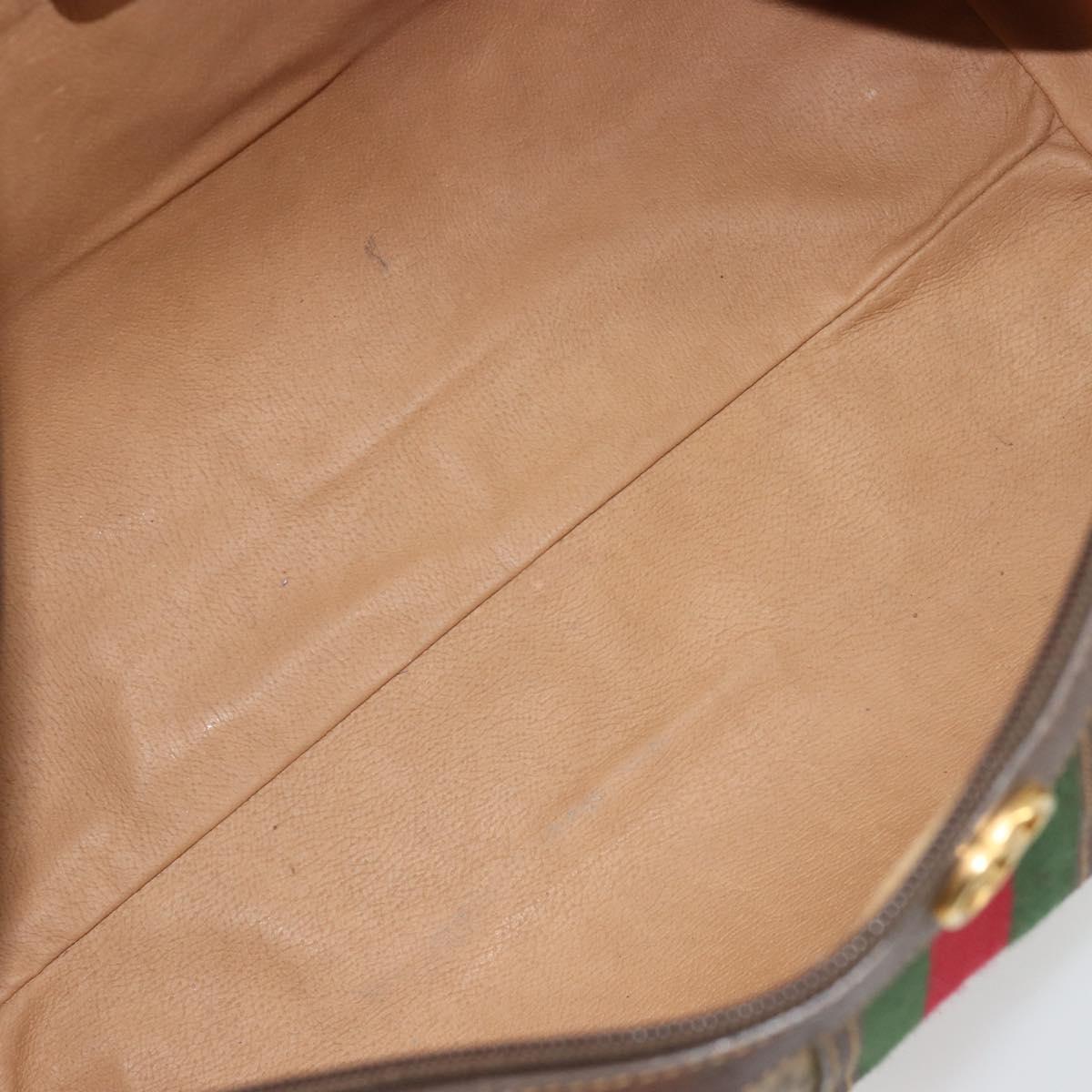 GUCCI GG Supreme Web Sherry Line Bag PVC Beige Gold 002 40 0168 Auth mr2654