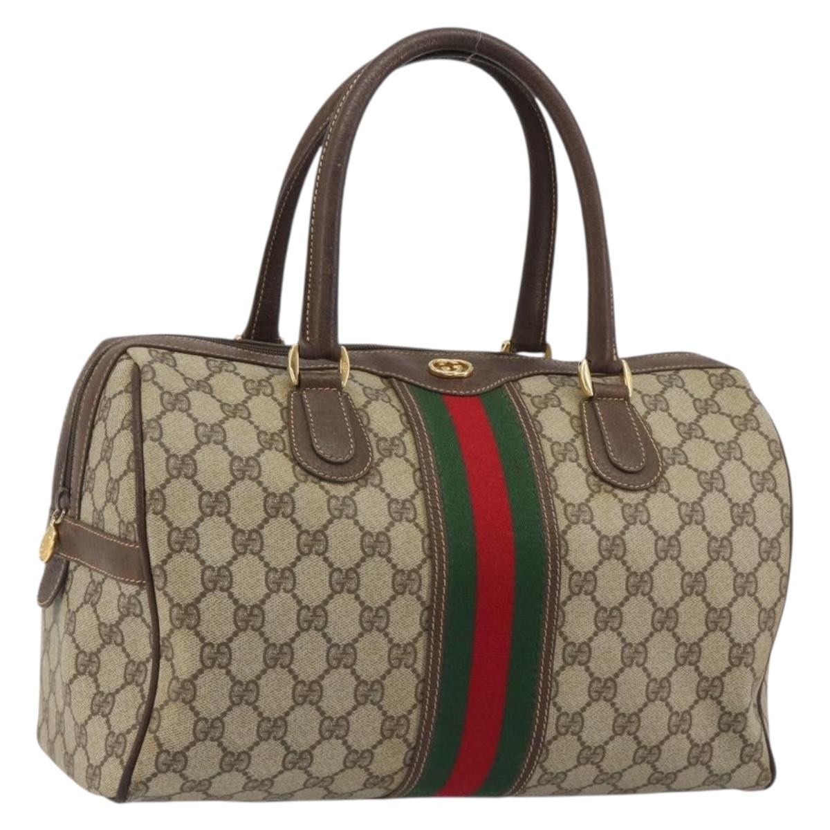 GUCCI GG Supreme Web Sherry Line Bag PVC Beige Gold 002 40 0168 Auth mr2654