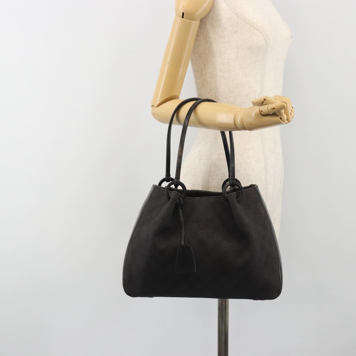 GUCCI GG Canvas Tote Bag Denim Black Silver 101919 Auth mr2655