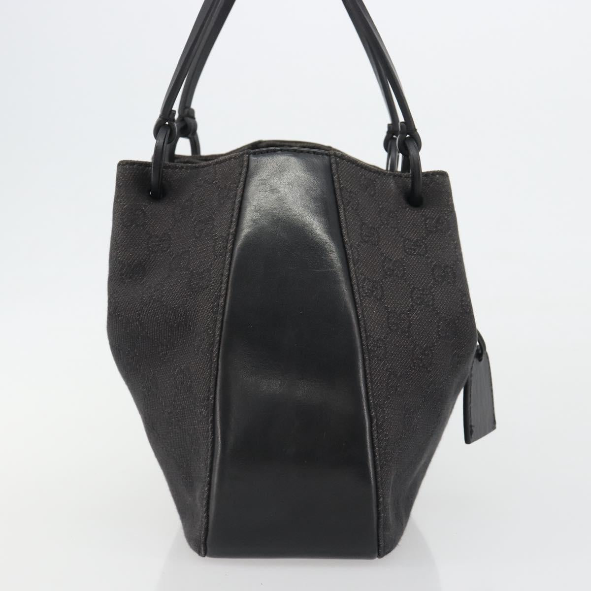 GUCCI GG Canvas Tote Bag Denim Black Silver 101919 Auth mr2655