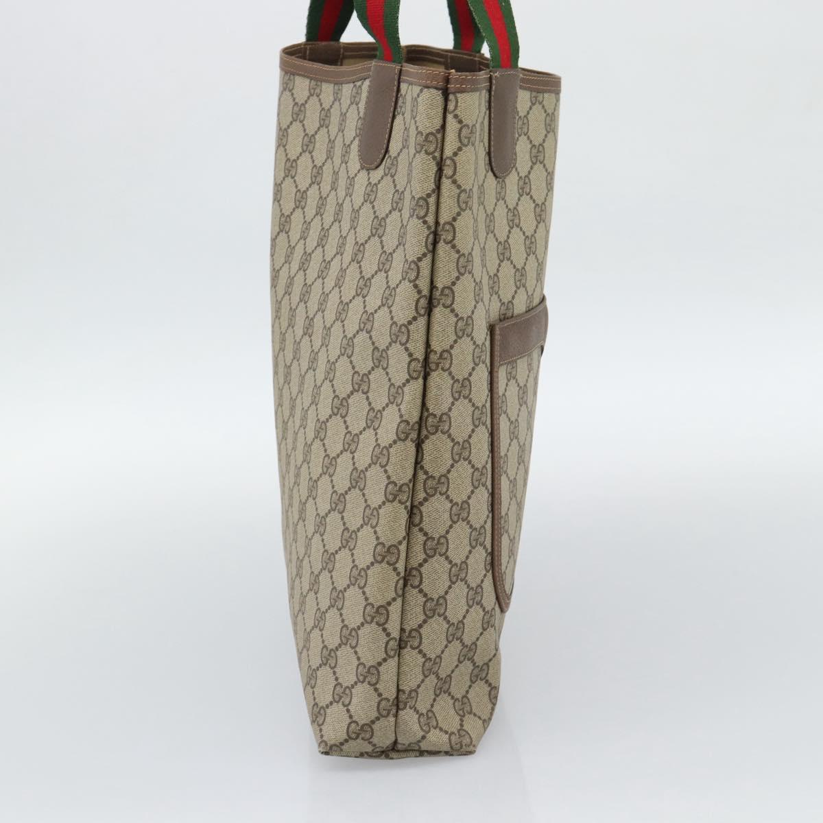 GUCCI GG Supreme Web Sherry Line Tote Bag PVC Beige Gold 40 02 003 Auth mr2657