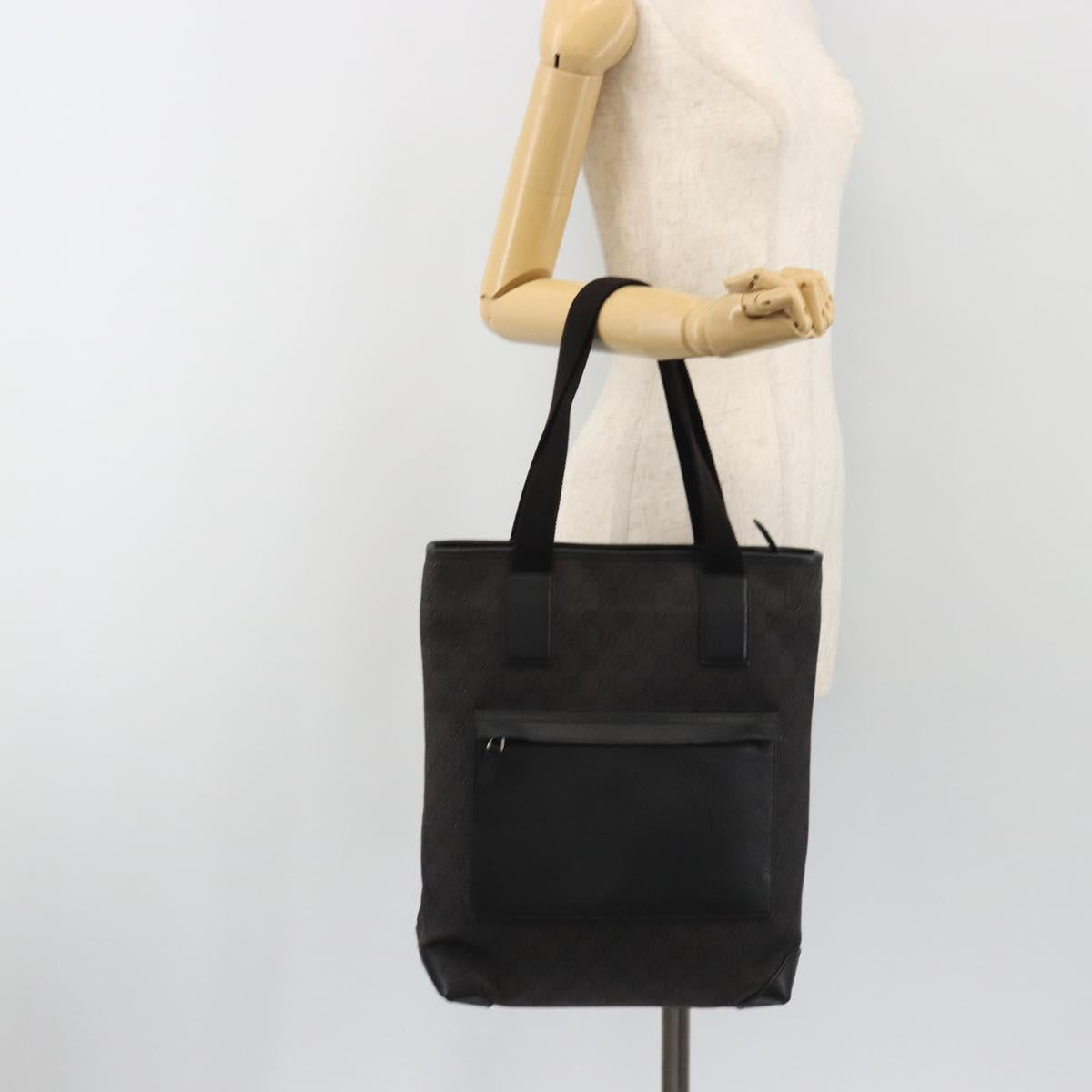 GUCCI GG Canvas Tote Bag Denim Black Silver 180450 Auth mr2658
