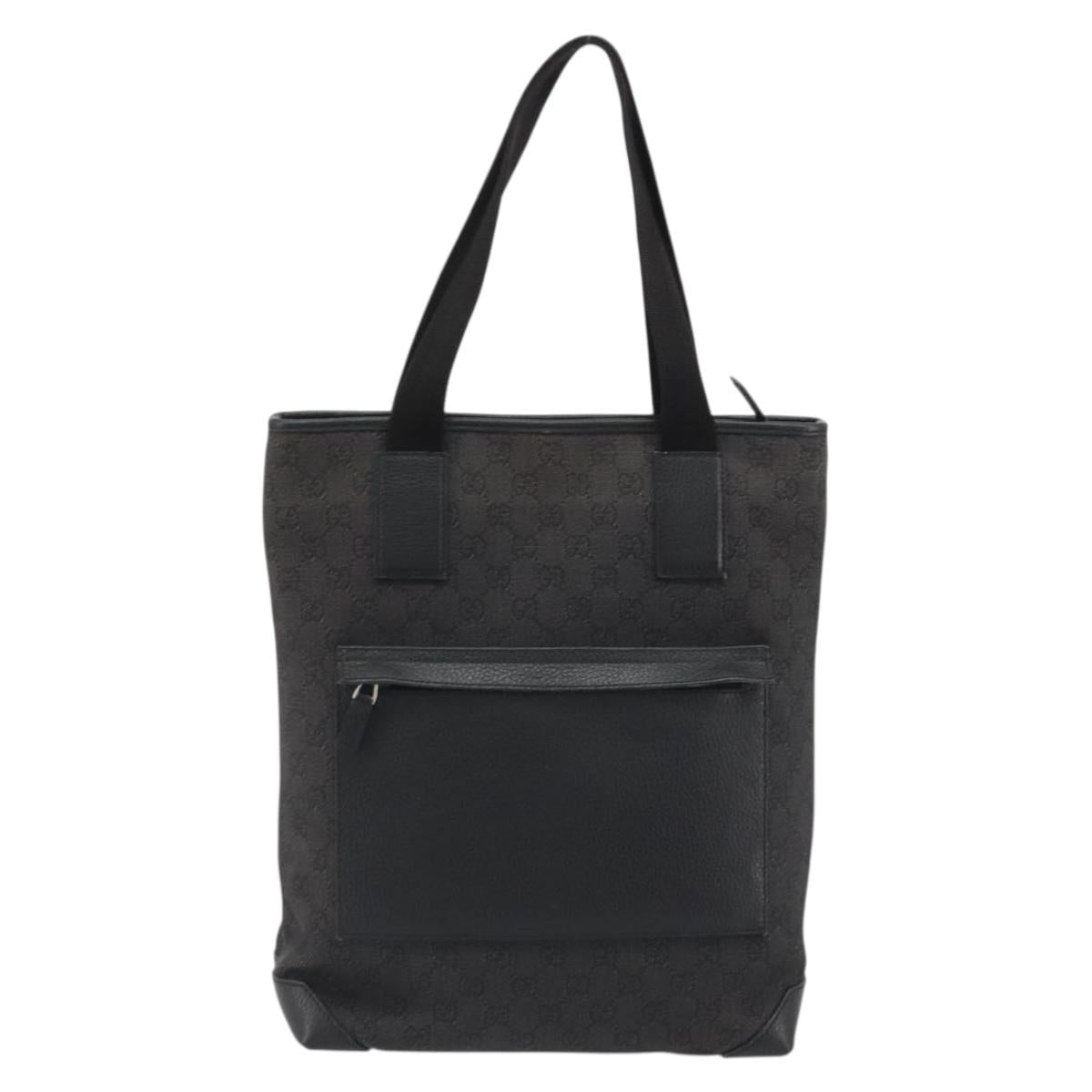 GUCCI GG Canvas Tote Bag Denim Black Silver 180450 Auth mr2658