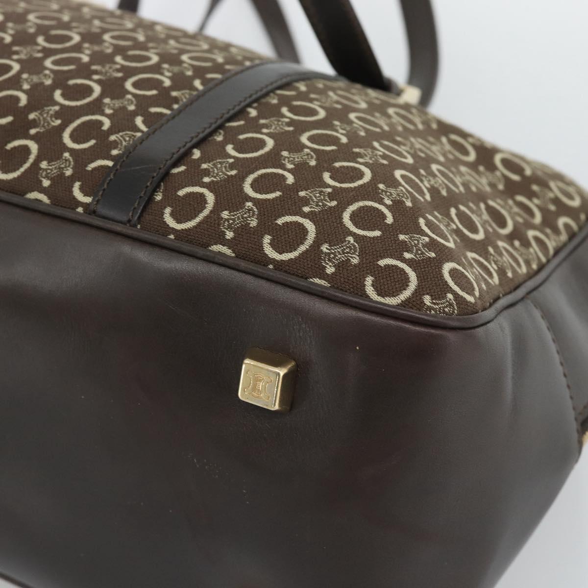CELINE C Macadam Canvas Hand Bag Brown Gold Auth mr2659