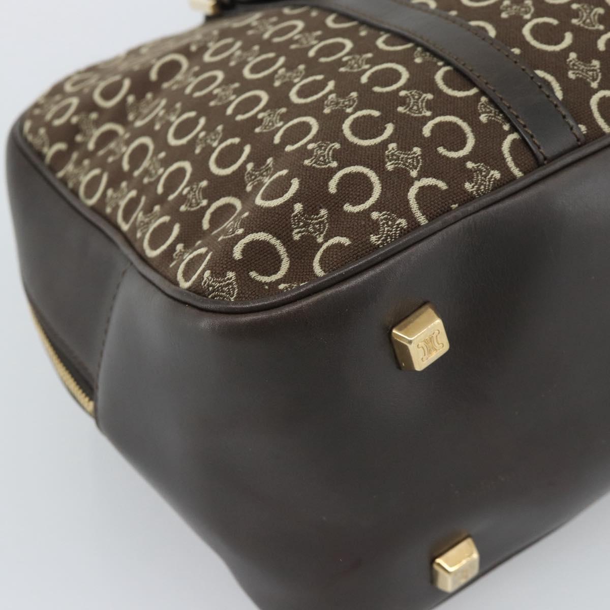 CELINE C Macadam Canvas Hand Bag Brown Gold Auth mr2659