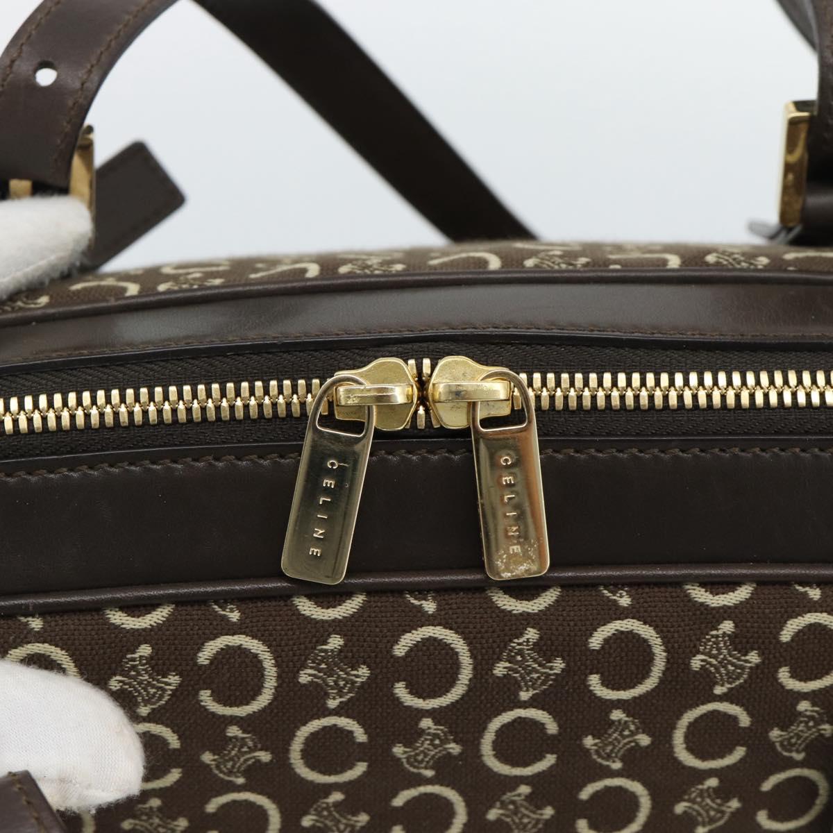 CELINE C Macadam Canvas Hand Bag Brown Gold Auth mr2659