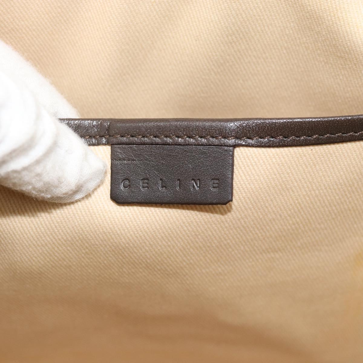 CELINE C Macadam Canvas Hand Bag Brown Gold Auth mr2659
