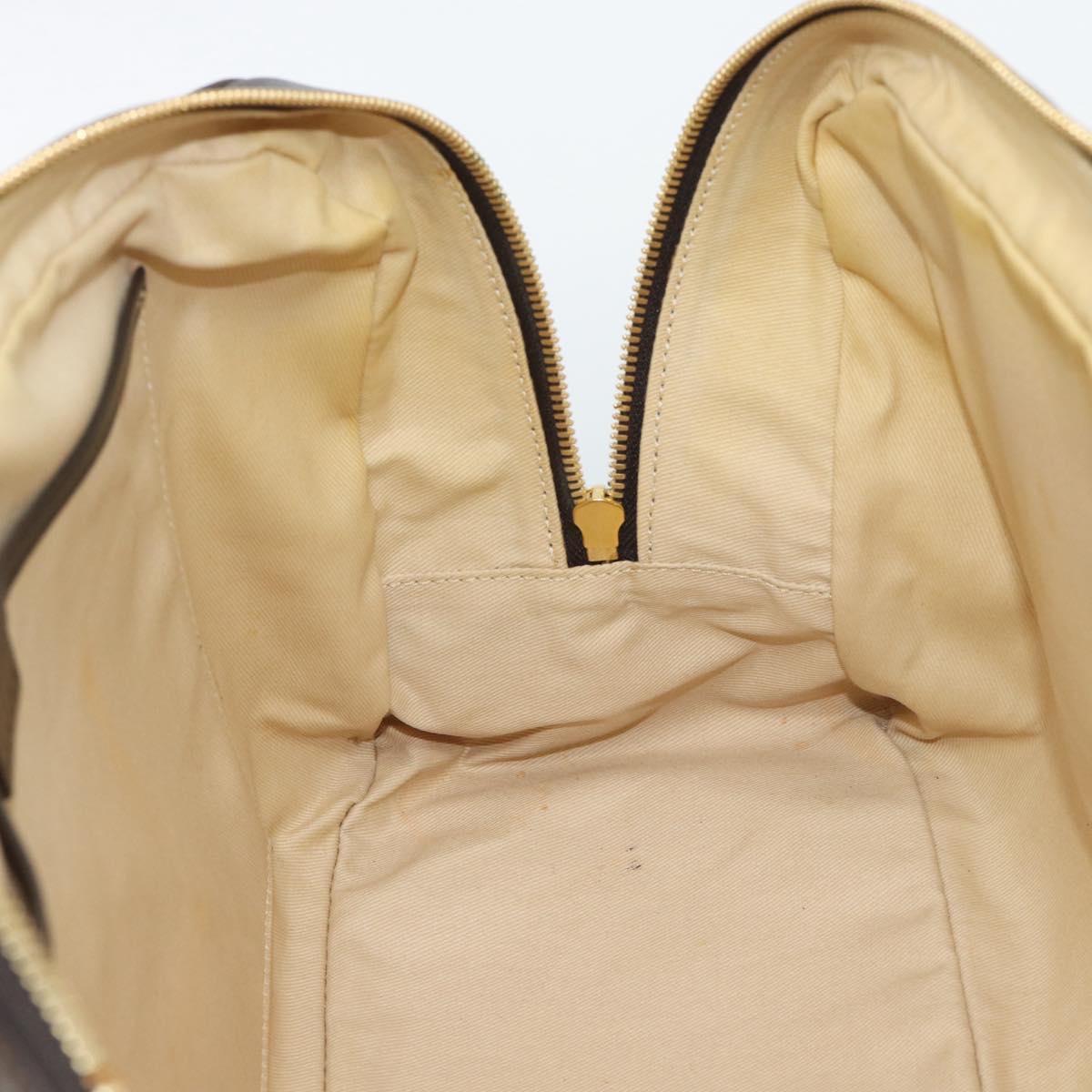 CELINE C Macadam Canvas Hand Bag Brown Gold Auth mr2659