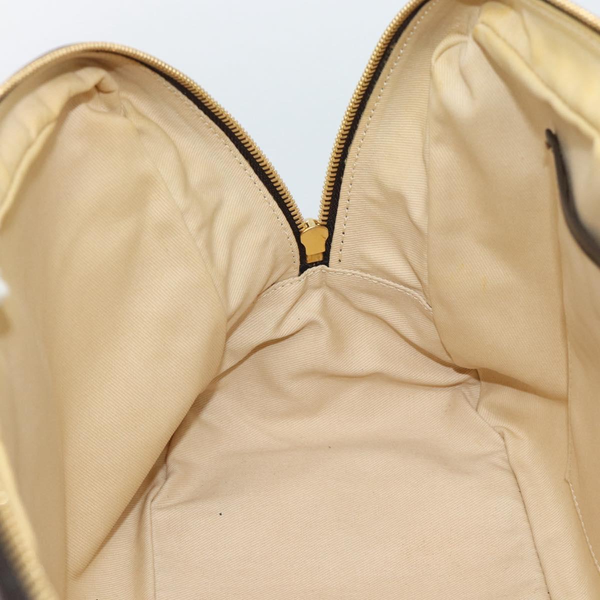 CELINE C Macadam Canvas Hand Bag Brown Gold Auth mr2659