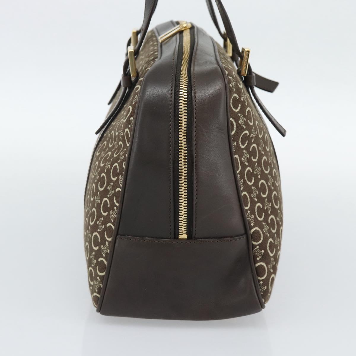 CELINE C Macadam Canvas Hand Bag Brown Gold Auth mr2659