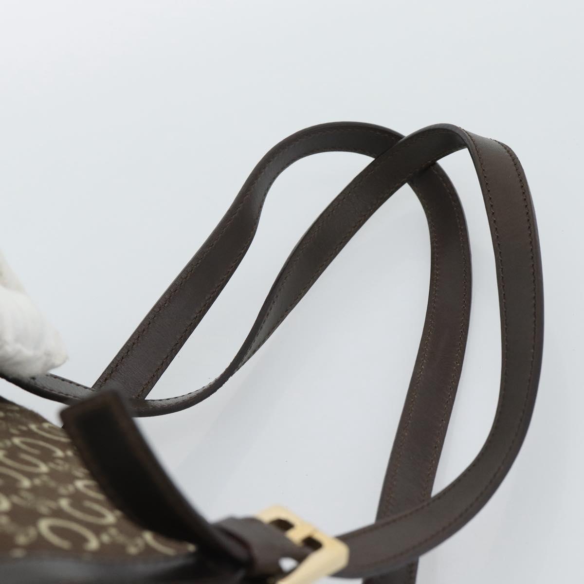 CELINE C Macadam Canvas Hand Bag Brown Gold Auth mr2659