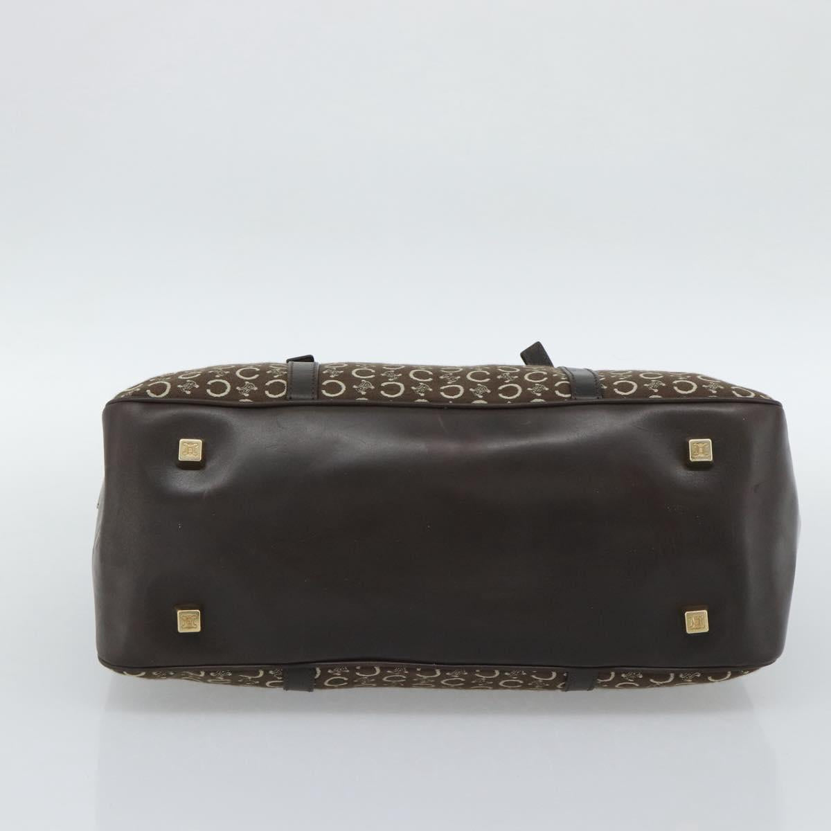 CELINE C Macadam Canvas Hand Bag Brown Gold Auth mr2659