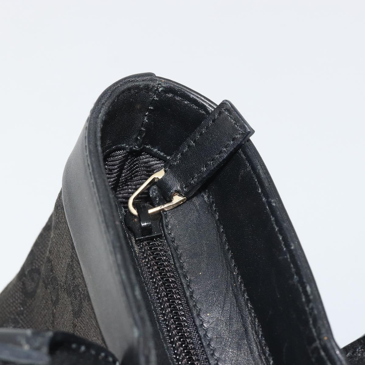 GUCCI GG Canvas Tote Bag Black Silver 002 1119 Auth mr2660