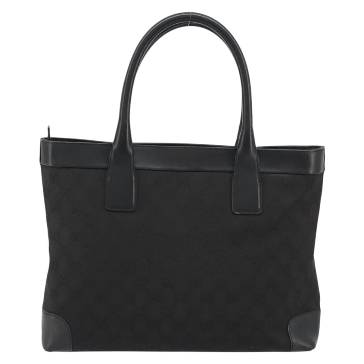 GUCCI GG Canvas Tote Bag Black Silver 002 1119 Auth mr2660