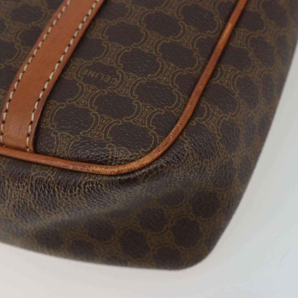 CELINE Macadam Canvas Hand Bag PVC Leather Brown Gold Auth mr2661