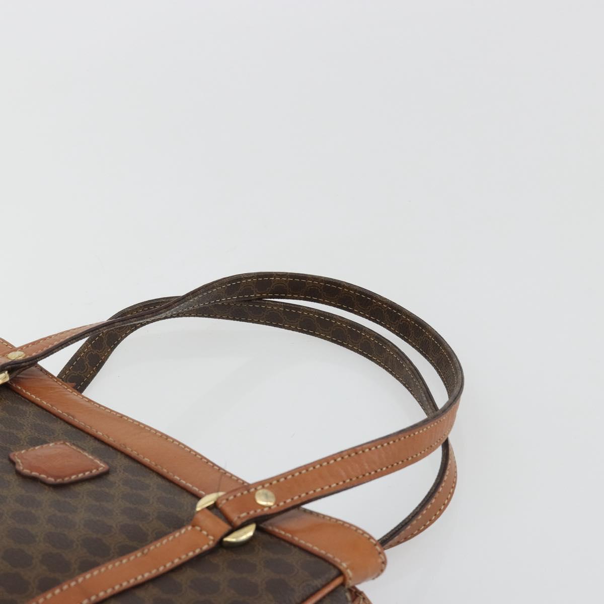CELINE Macadam Canvas Hand Bag PVC Leather Brown Gold Auth mr2661