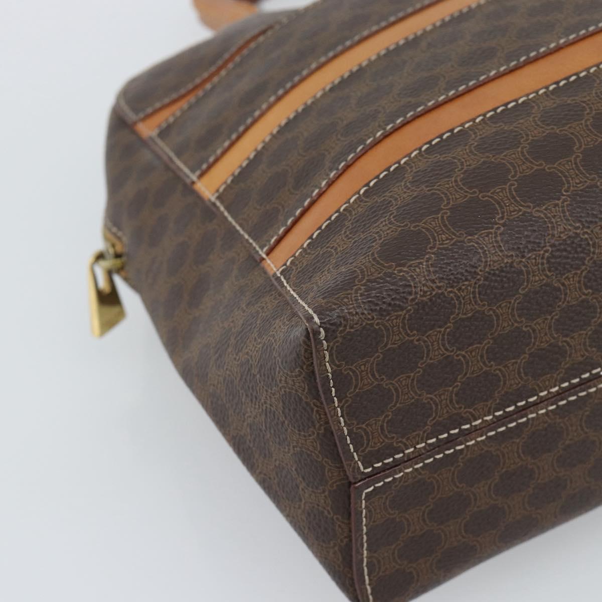 CELINE Macadam Canvas Hand Bag PVC Leather Brown Gold Auth mr2662