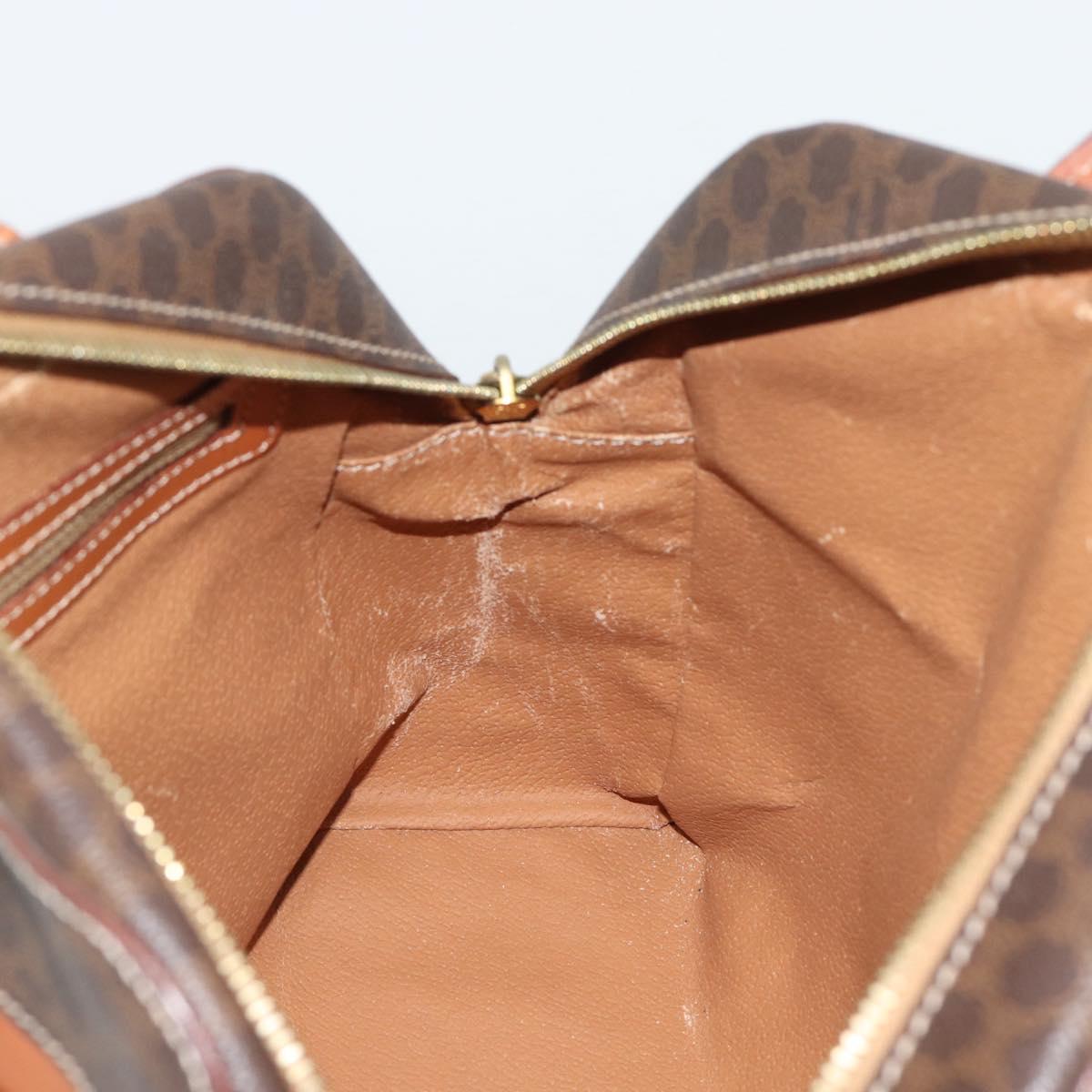 CELINE Macadam Canvas Hand Bag PVC Leather Brown Gold Auth mr2662