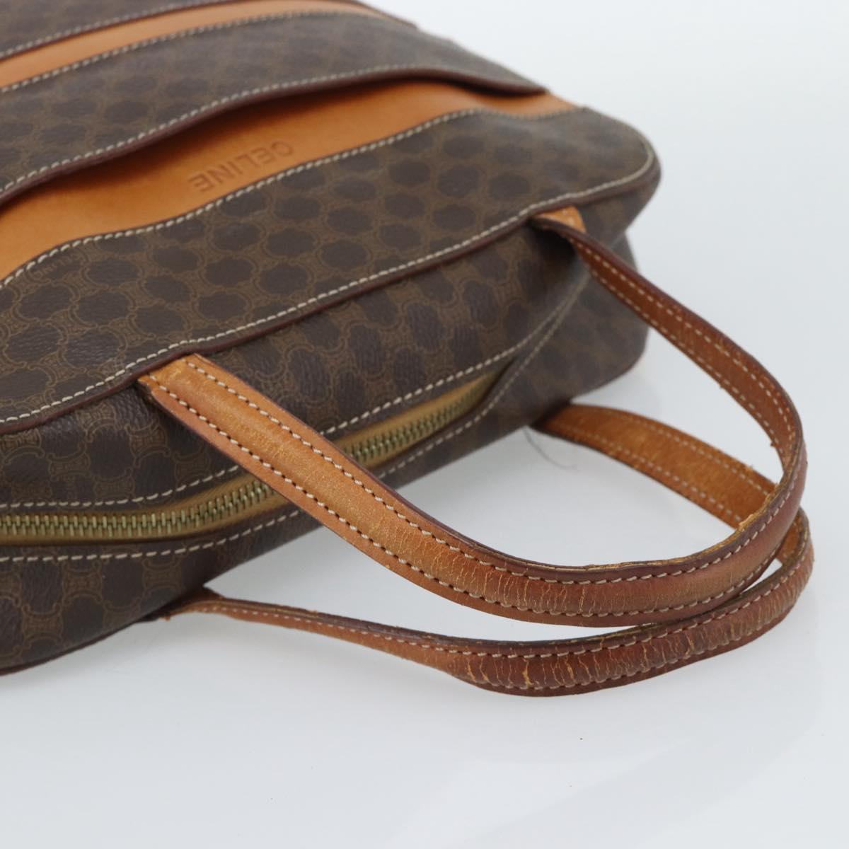 CELINE Macadam Canvas Hand Bag PVC Leather Brown Gold Auth mr2662