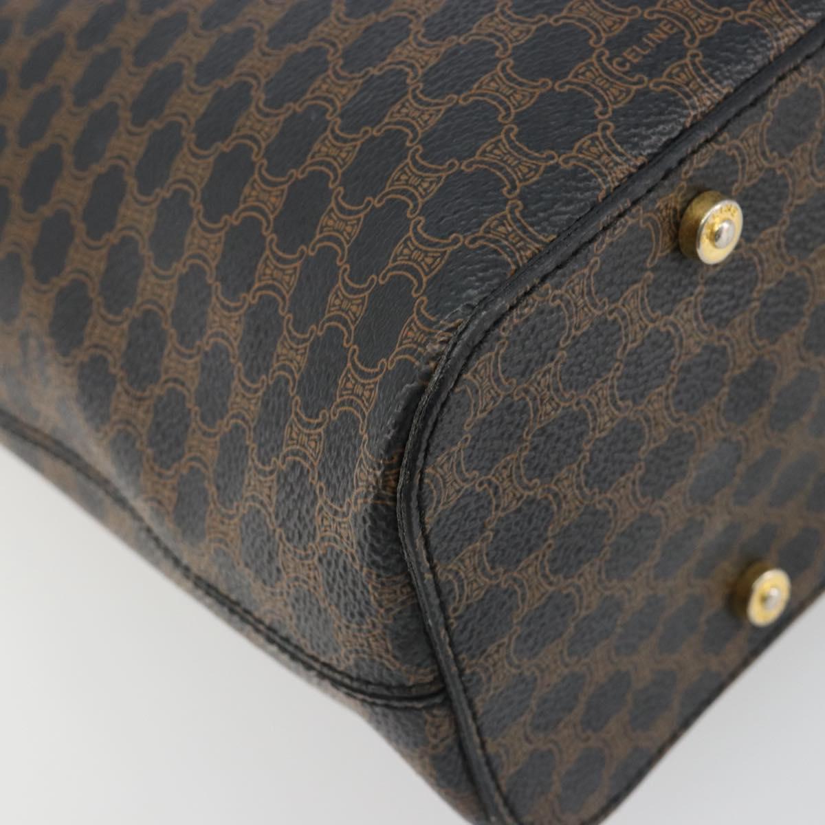 CELINE Macadam Canvas Shoulder Bag PVC Leather Black Gold Auth mr2663