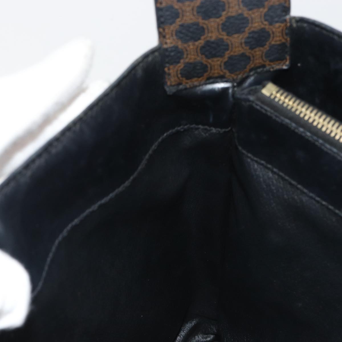 CELINE Macadam Canvas Shoulder Bag PVC Leather Black Gold Auth mr2663