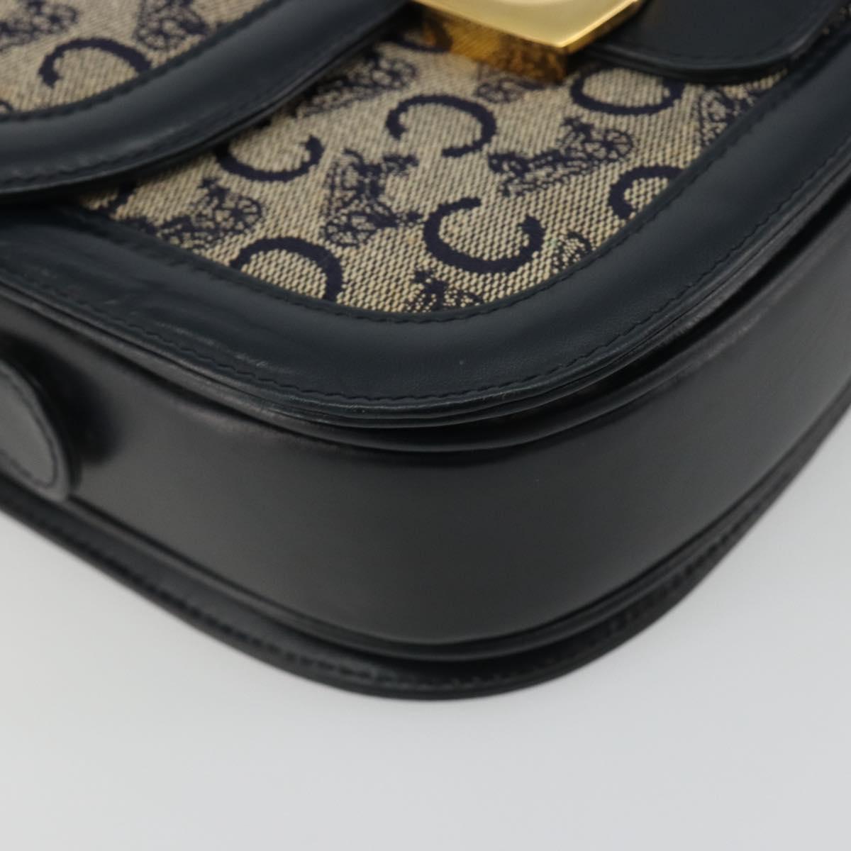 CELINE C Sulky Shoulder Bag Canvas Black Gold Auth mr2664