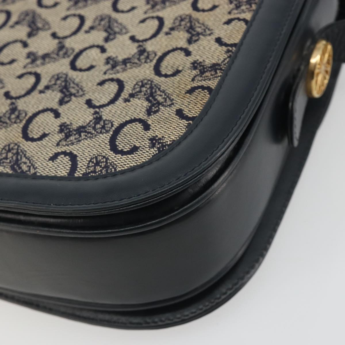 CELINE C Sulky Shoulder Bag Canvas Black Gold Auth mr2664