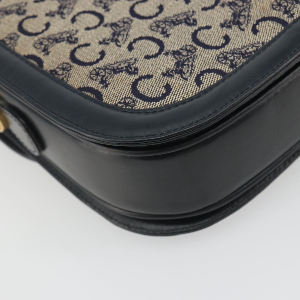 CELINE C Sulky Shoulder Bag Canvas Black Gold Auth mr2664