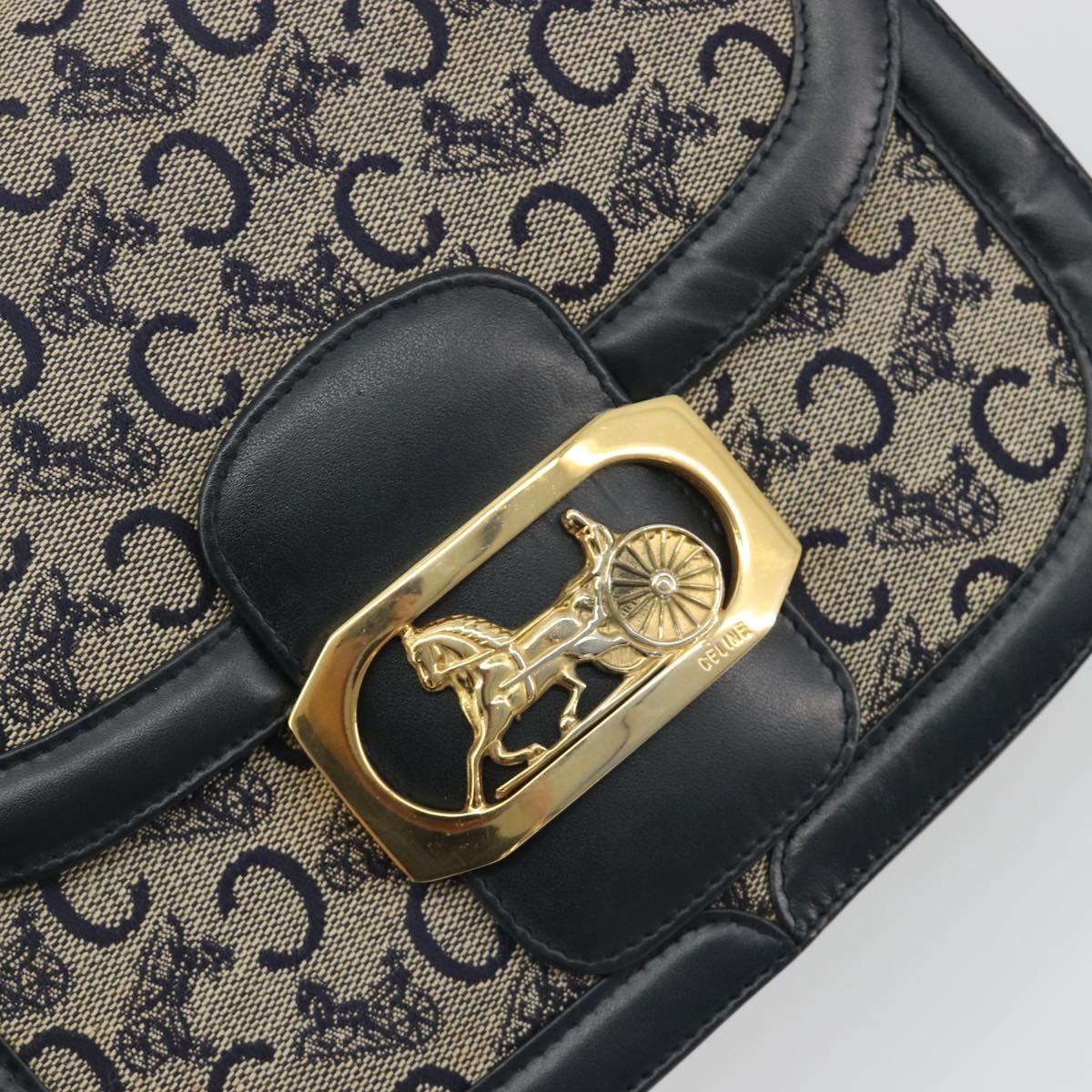 CELINE C Sulky Shoulder Bag Canvas Black Gold Auth mr2664