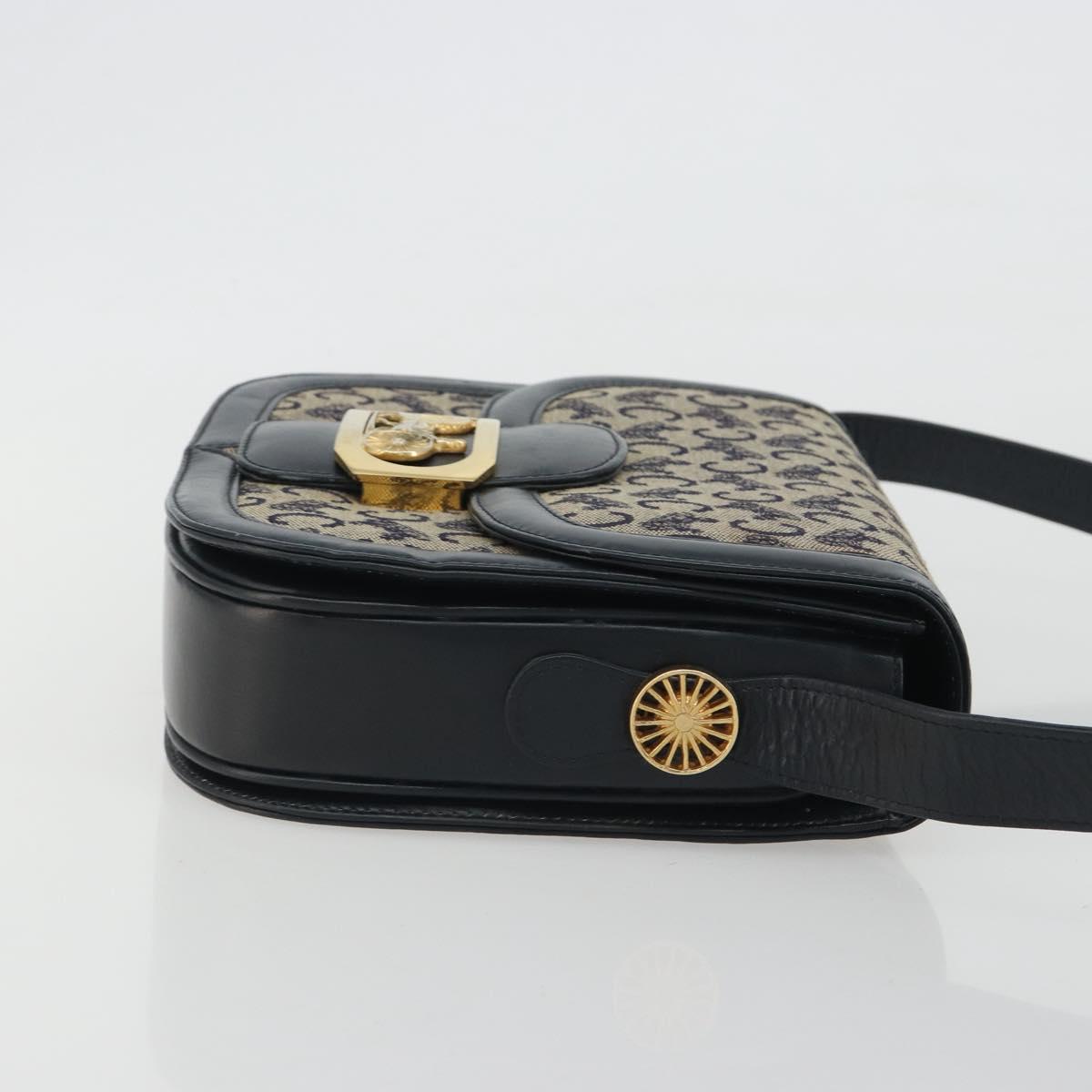 CELINE C Sulky Shoulder Bag Canvas Black Gold Auth mr2664