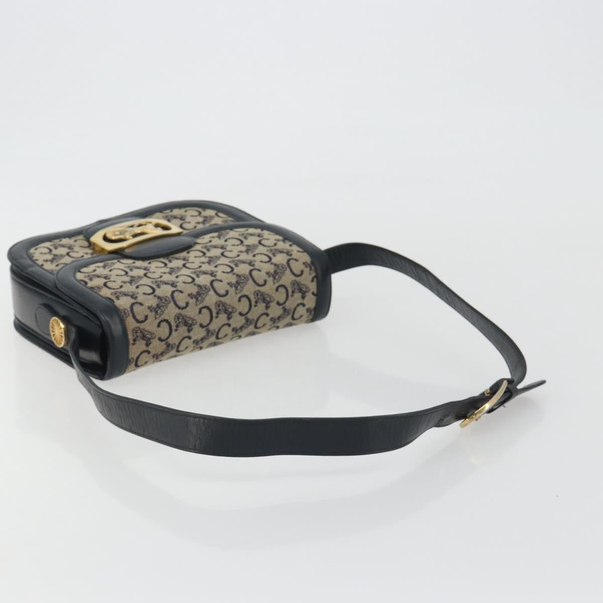 CELINE C Sulky Shoulder Bag Canvas Black Gold Auth mr2664