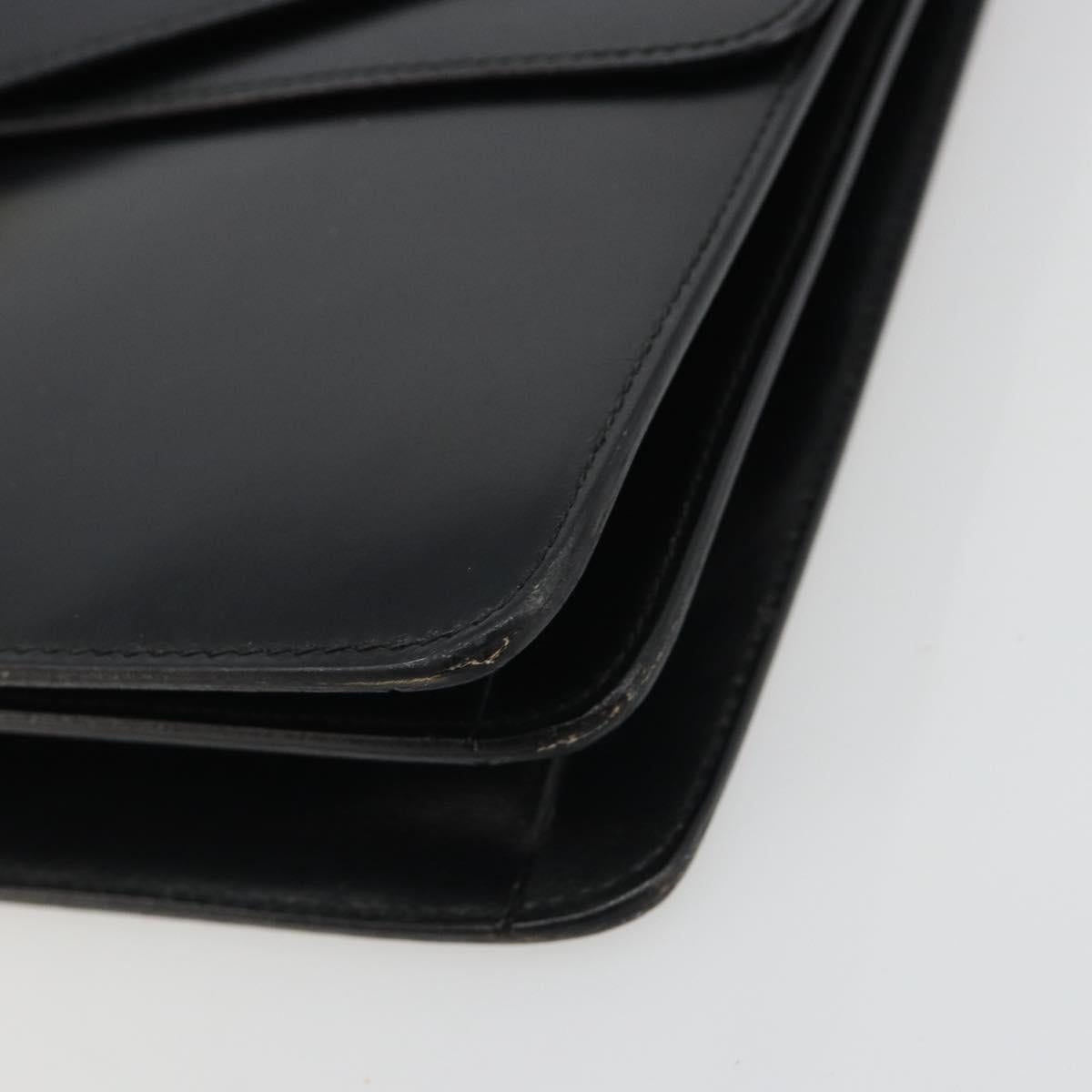 CELINE Hand Bag Leather Black Gold Auth mr2665V