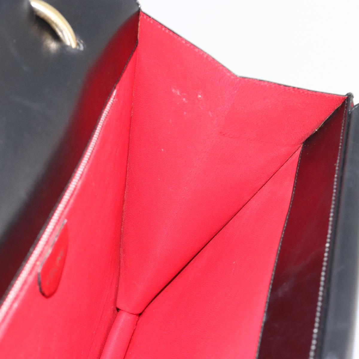 CELINE Hand Bag Leather Black Gold Auth mr2665V